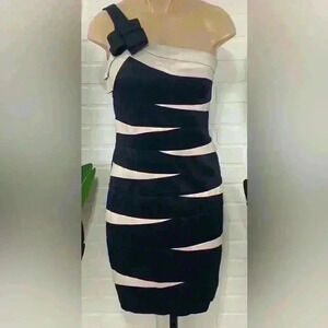 Scarlett Nite One Shoulder Black and Cream Dress